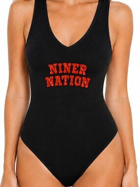Black San Francisco Football Bodysuit, Glitter Niner Nation,Mothers 49ers Gift